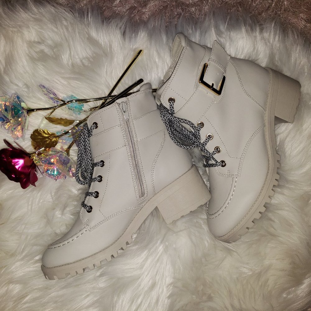 Never Worn Indigo Rd. ELIANA White Combat Boots